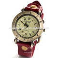 Vintage estilo Unisex Relojes Hombres Reloj de cuero genuino